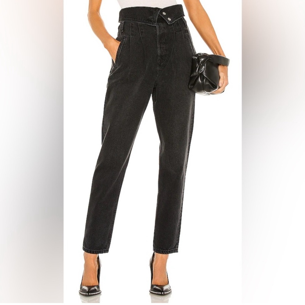 Re/Done High Rise 80s Fold Over Black Jeans